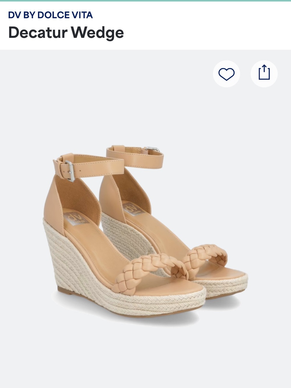 Dolce Vita Neutral Braided Espadrille Wedge Sandals size 9